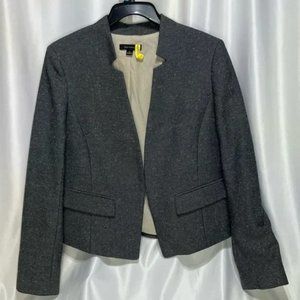Ann Taylor Tweed Cutout Collarless Cotton Blend One Button Blazer & Skirt